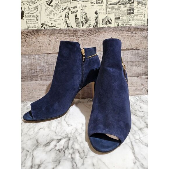 Marc Fisher Blue Suede Boots Stiletto Heels Zipper 9.5 - Picture 2 of 5